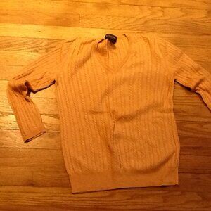 Pale Peach V-Neck Cableknit Brooks Brothers Sweater